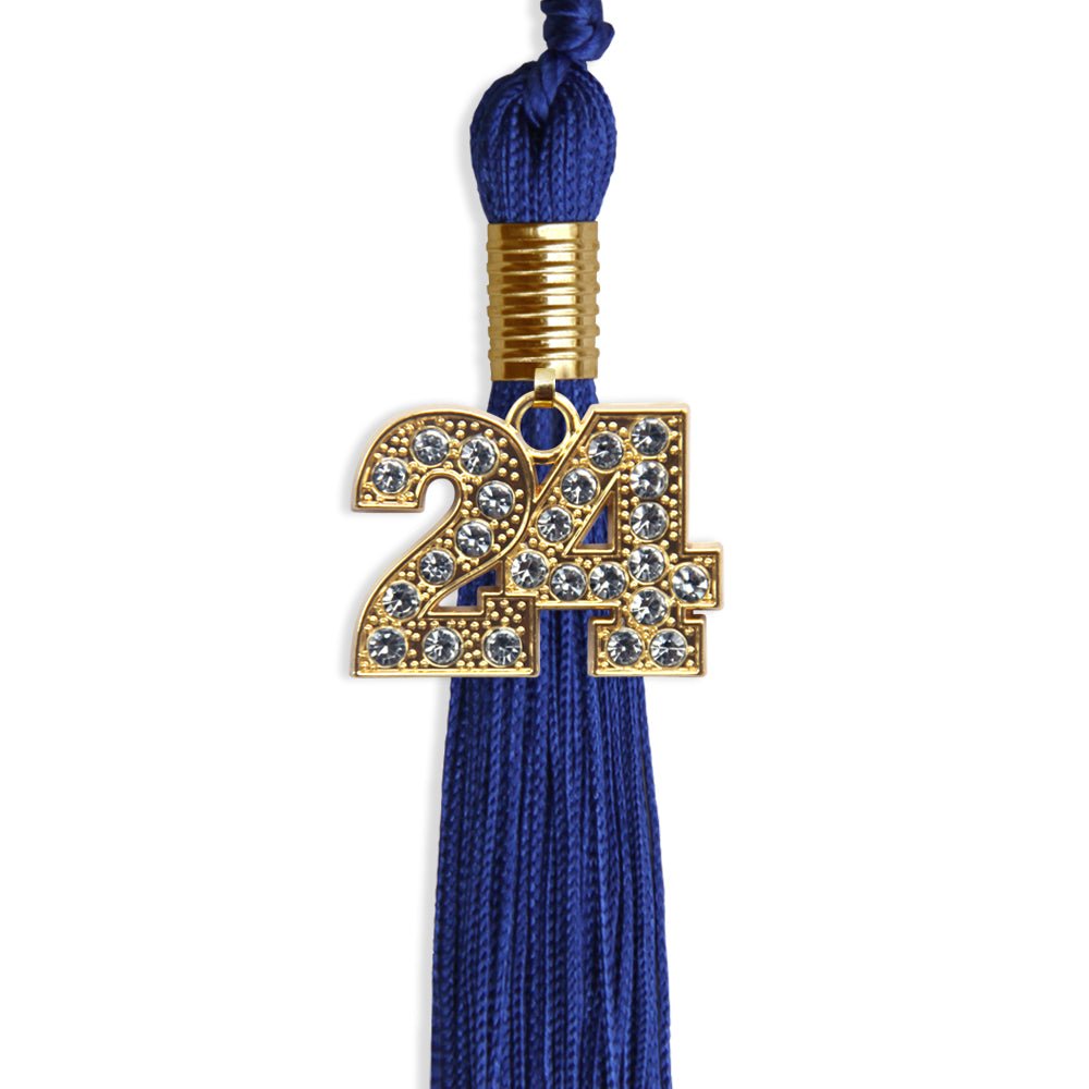 Royal Blue Graduation Tassel with Gold Bling Charm by Wholesale Grad Supply
