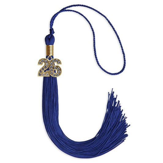 Royal Blue Graduation Tassel with Gold Bling Charm by Wholesale Grad Supply