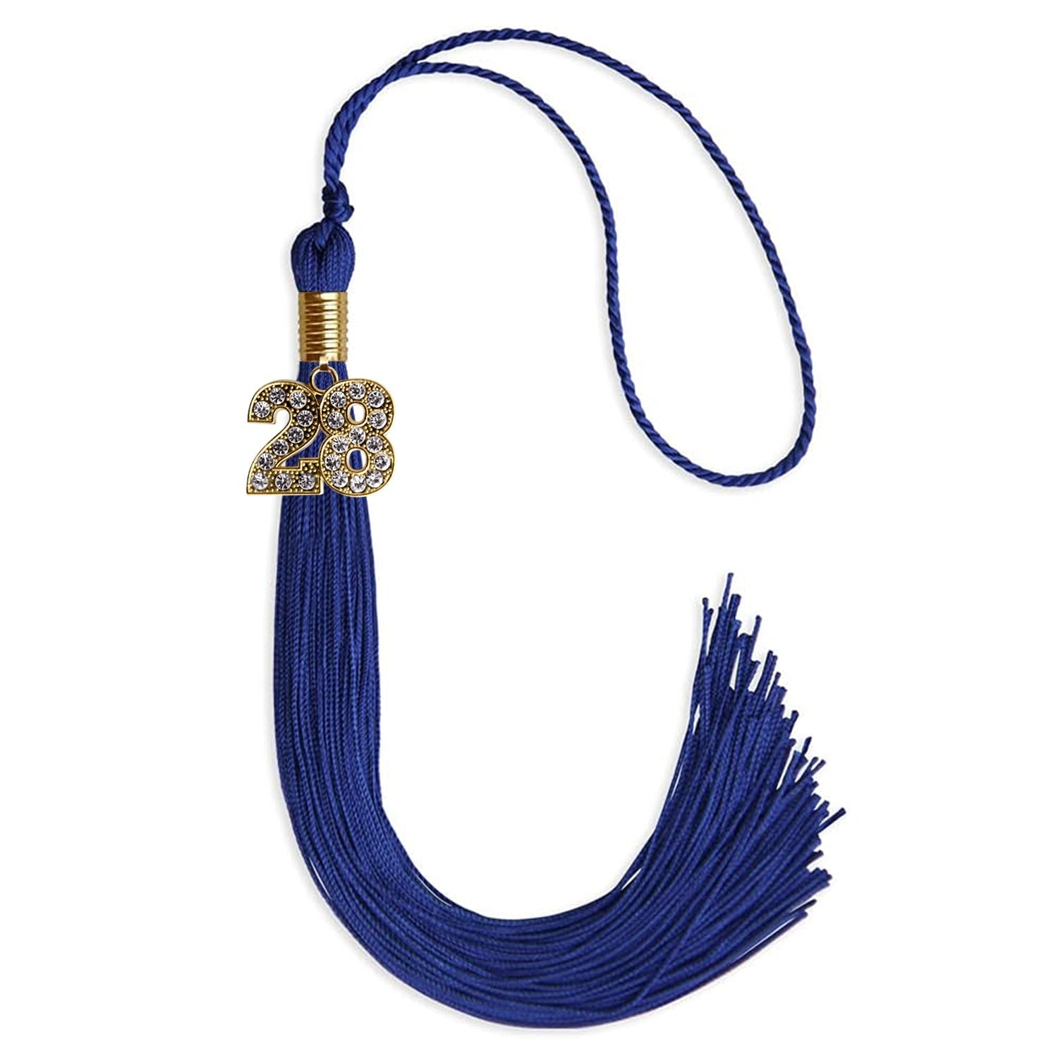 Royal Blue Graduation Tassel with Gold Bling Charm by Wholesale Grad Supply