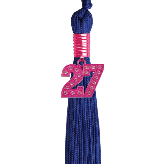 Royal Blue Graduation Tassel with Pink Bling Charm by Wholesale Grad Supply