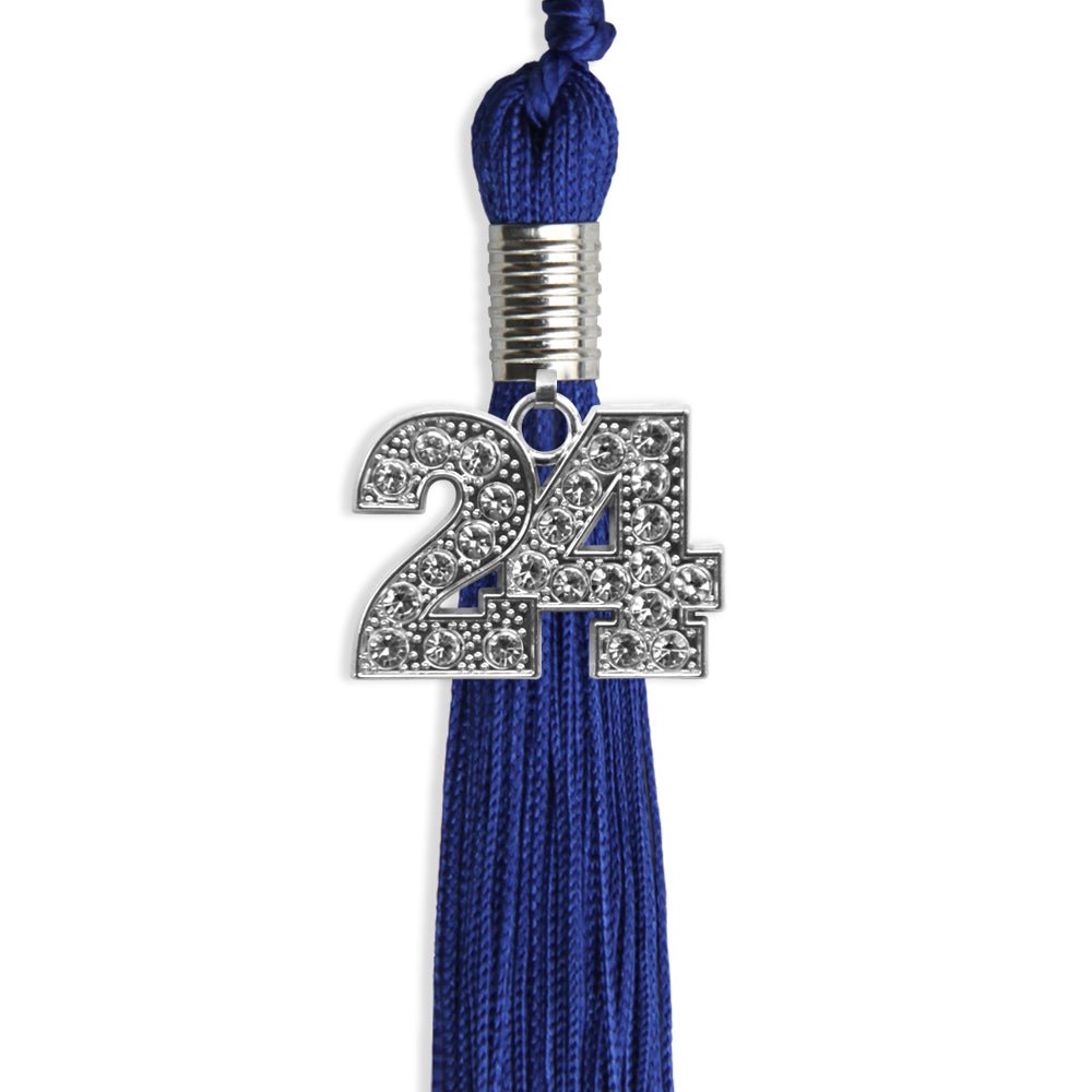 Royal Blue Graduation Tassel with Silver Bling Charm by Wholesale Grad Supply