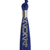 Royal Blue Graduation Tassel with Silver Stacked Date Drop by Wholesale Grad Supply