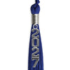 Royal Blue Graduation Tassel with Silver Stacked Date Drop by Wholesale Grad Supply