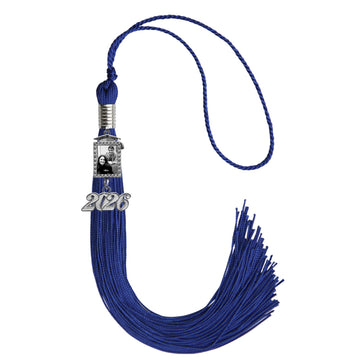 Royal Blue Tassel with Photo Frame Charm and Year Date Drop by Wholesale Grad Supply