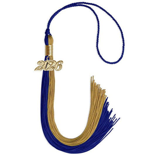 Royal Blue/Antique Gold Graduation Tassel with Gold Bling Charm by Wholesale Grad Supply