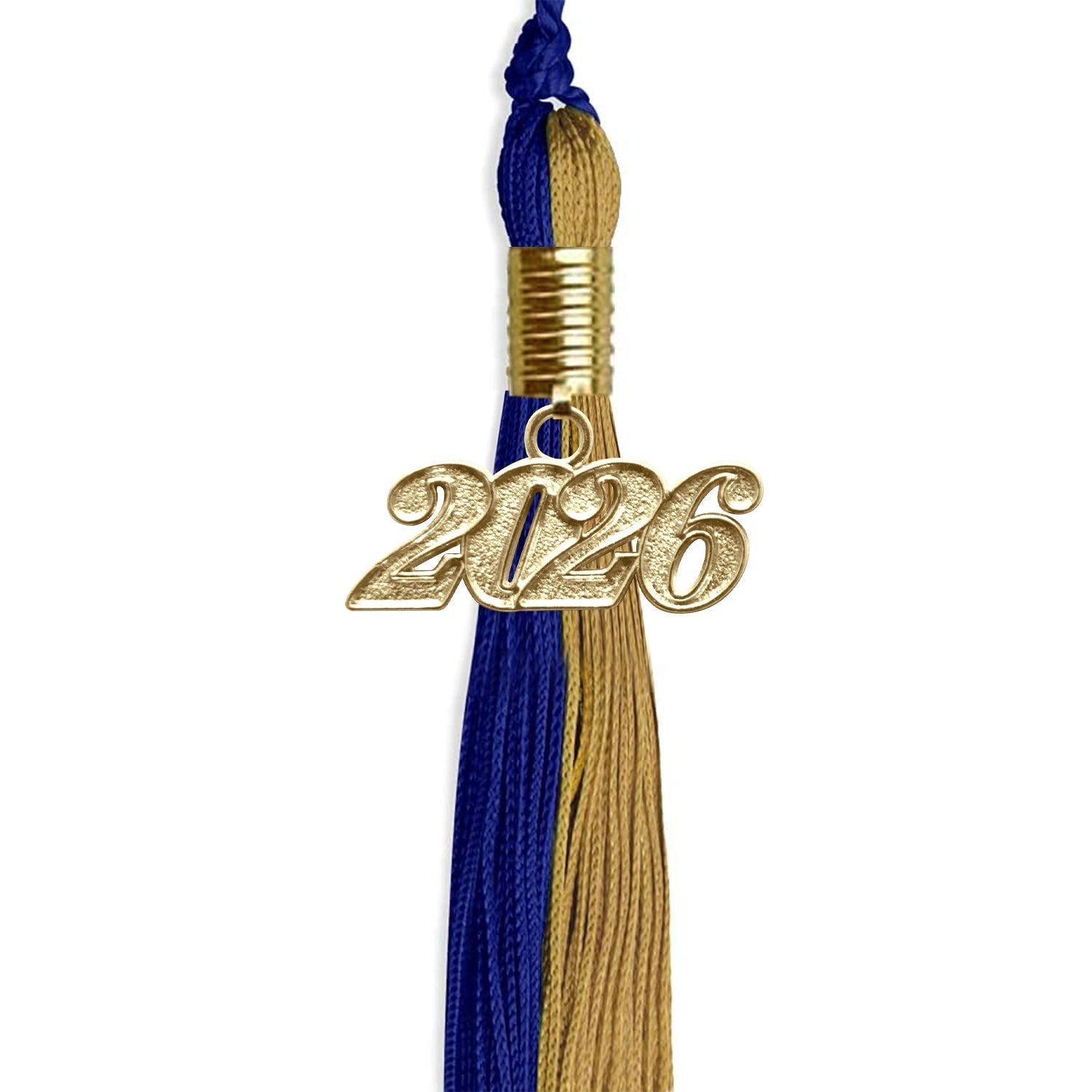 Royal Blue/Antique Gold Graduation Tassel with Gold Bling Charm by Wholesale Grad Supply