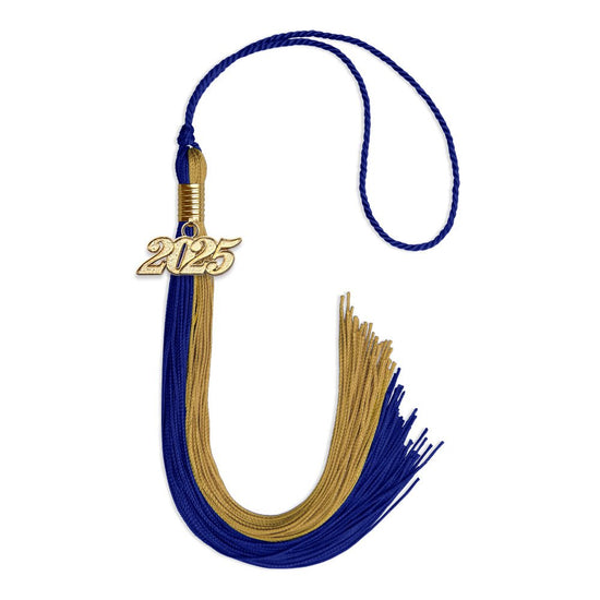 Royal Blue/Antique Gold Graduation Tassel with Gold Bling Charm by Wholesale Grad Supply
