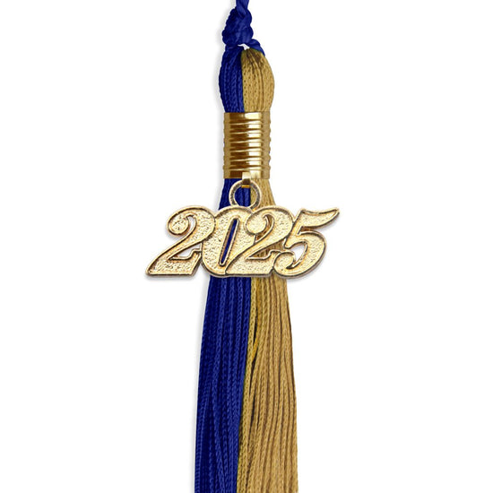Royal Blue/Antique Gold Graduation Tassel with Gold Bling Charm by Wholesale Grad Supply