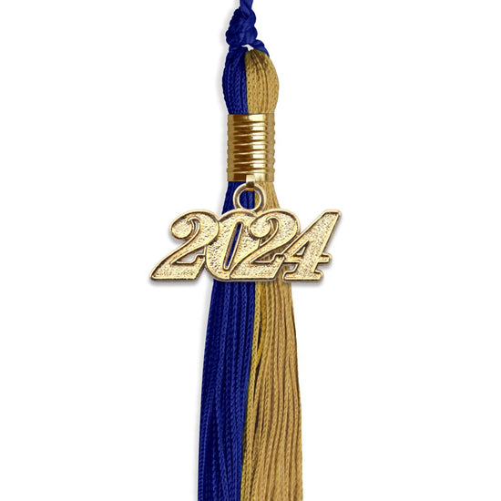 Royal Blue/Antique Gold Graduation Tassel with Gold Bling Charm by Wholesale Grad Supply
