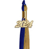 Royal Blue/Antique Gold Graduation Tassel with Gold Bling Charm by Wholesale Grad Supply