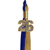 Royal Blue/Antique Gold Graduation Tassel with Gold Bling Charm by Wholesale Grad Supply