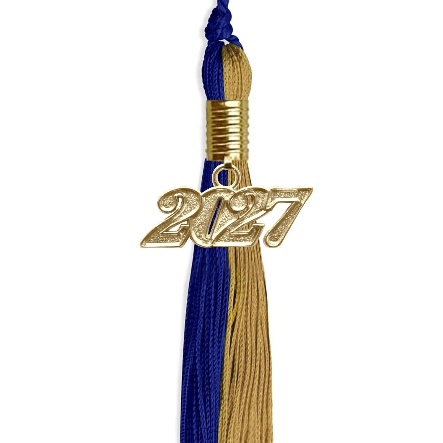 Royal Blue/Antique Gold Graduation Tassel with Gold Bling Charm by Wholesale Grad Supply