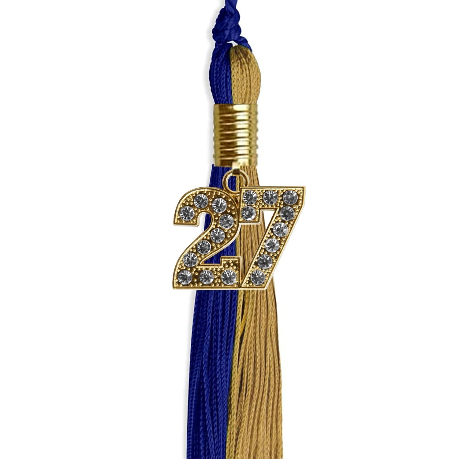 Royal Blue/Antique Gold Graduation Tassel with Gold Bling Charm by Wholesale Grad Supply