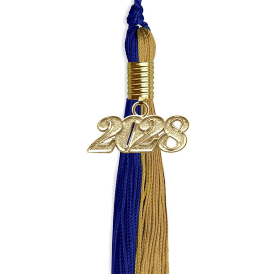 Royal Blue/Antique Gold Graduation Tassel with Gold Bling Charm by Wholesale Grad Supply