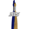 Royal Blue/Antique Gold Graduation Tassel with Silver Bling Charm by Wholesale Grad Supply