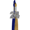 Royal Blue/Antique Gold Graduation Tassel with Silver Bling Charm by Wholesale Grad Supply