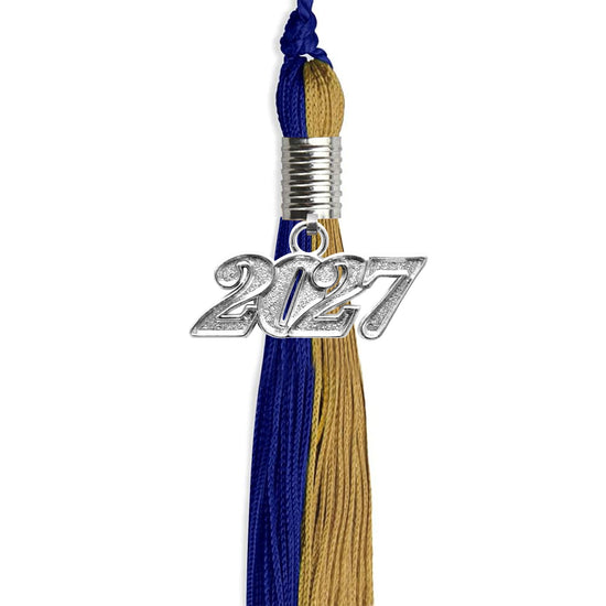 Royal Blue/Antique Gold Graduation Tassel with Silver Bling Charm by Wholesale Grad Supply