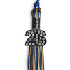 Royal Blue/Antique Gold Mixed Color Graduation Tassel with Black Bling Charm by Wholesale Grad Supply