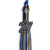 Royal Blue/Antique Gold Mixed Color Graduation Tassel with Black Bling Charm by Wholesale Grad Supply