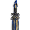 Royal Blue/Antique Gold Mixed Color Graduation Tassel with Black Bling Charm by Wholesale Grad Supply