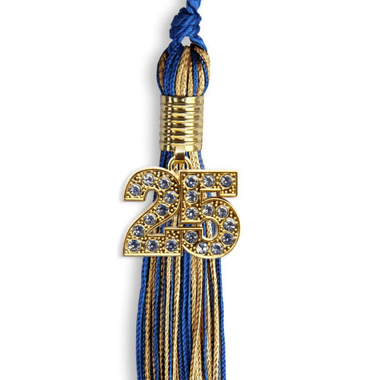 Royal Blue/Antique Gold Mixed Color Graduation Tassel with Gold Bling Charm by Wholesale Grad Supply