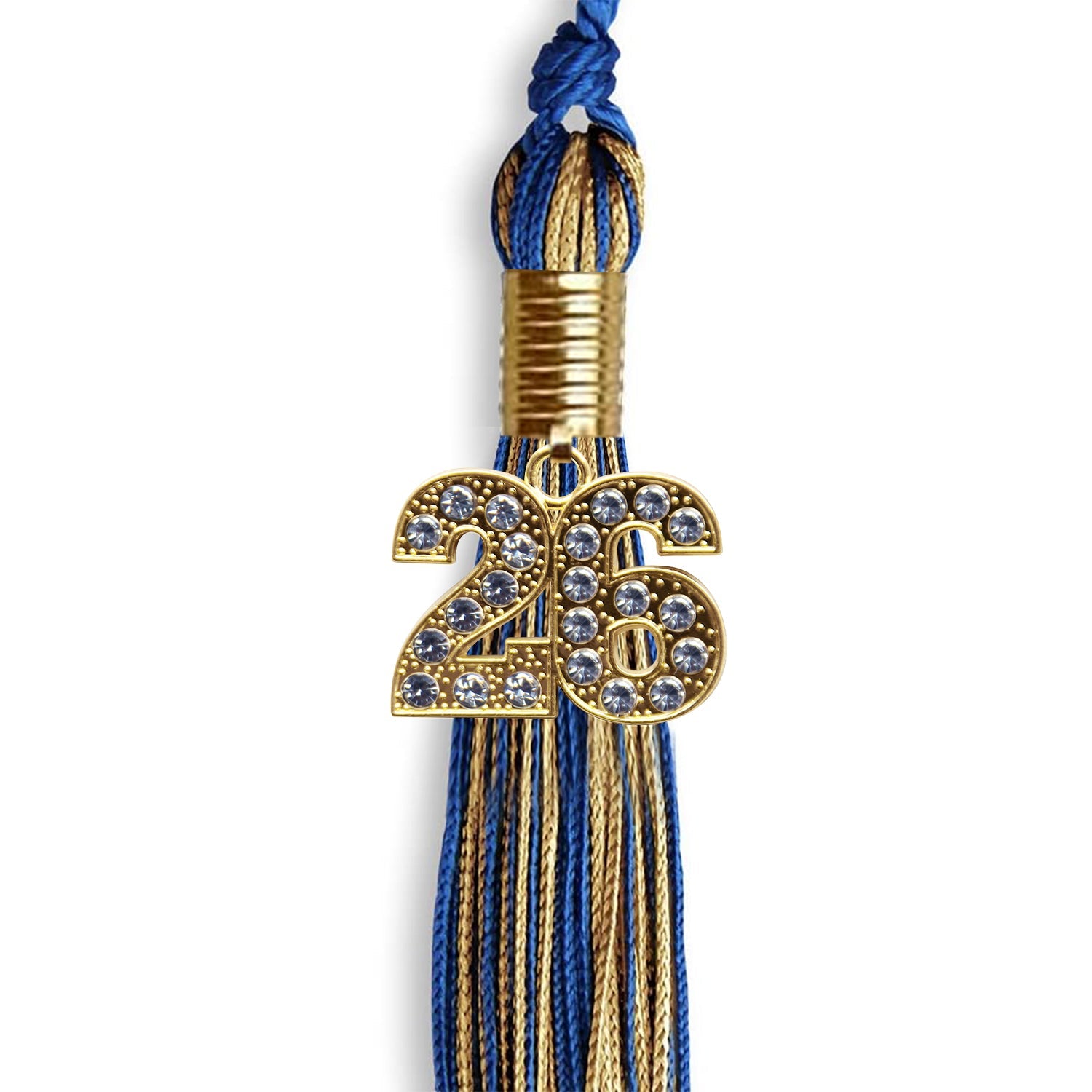 Royal Blue/Antique Gold Mixed Color Graduation Tassel with Gold Bling Charm by Wholesale Grad Supply
