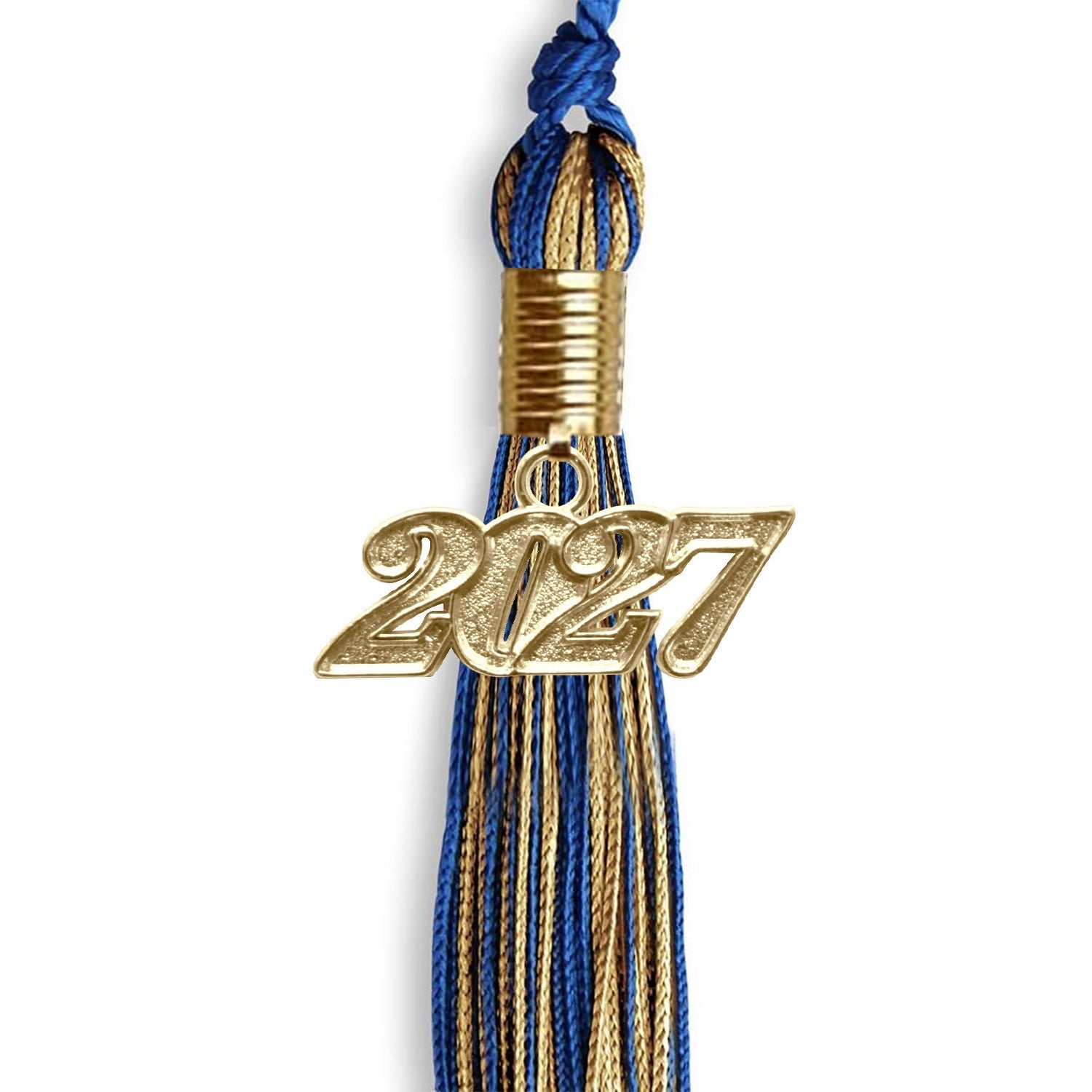 Royal Blue/Antique Gold Mixed Color Graduation Tassel with Gold Bling Charm by Wholesale Grad Supply