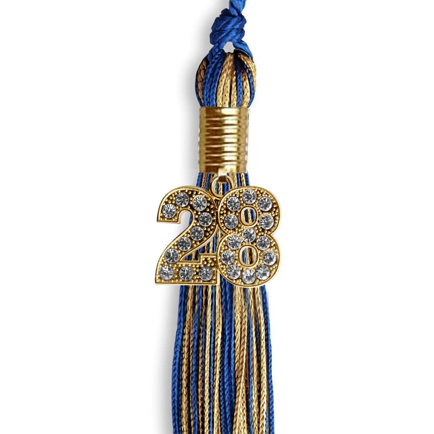 Royal Blue/Antique Gold Mixed Color Graduation Tassel with Gold Bling Charm by Wholesale Grad Supply