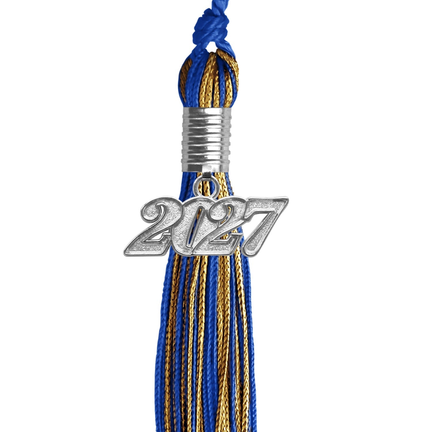 Royal Blue/Antique Gold Mixed Color Graduation Tassel with Silver Bling Charm by Wholesale Grad Supply
