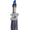Royal Blue/Antique Gold Mixed Color Graduation Tassel with Silver Bling Charm by Wholesale Grad Supply