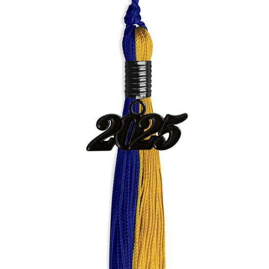 Royal Blue/Bright Gold Graduation Tassel with Black Bling Charm by Wholesale Grad Supply