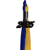 Royal Blue/Bright Gold Graduation Tassel with Black Bling Charm by Wholesale Grad Supply