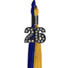 Royal Blue/Bright Gold Graduation Tassel with Black Bling Charm by Wholesale Grad Supply