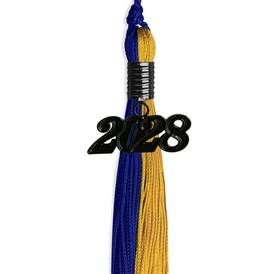 Royal Blue/Bright Gold Graduation Tassel with Black Bling Charm by Wholesale Grad Supply