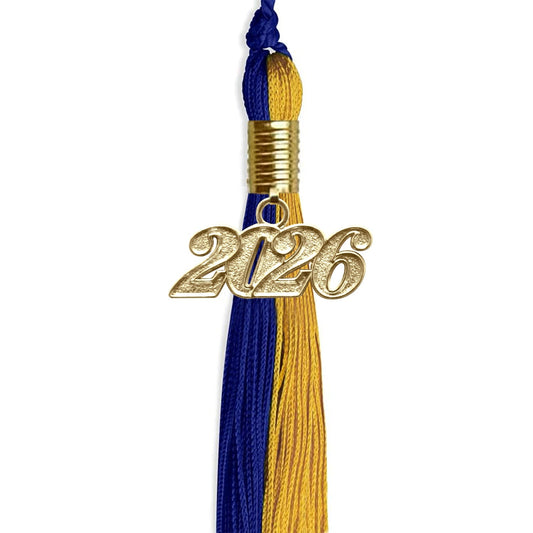 Royal Blue/Bright Gold Graduation Tassel with Gold Bling Charm by Wholesale Grad Supply