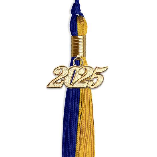 Royal Blue/Bright Gold Graduation Tassel with Gold Bling Charm by Wholesale Grad Supply