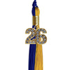 Royal Blue/Bright Gold Graduation Tassel with Gold Bling Charm by Wholesale Grad Supply