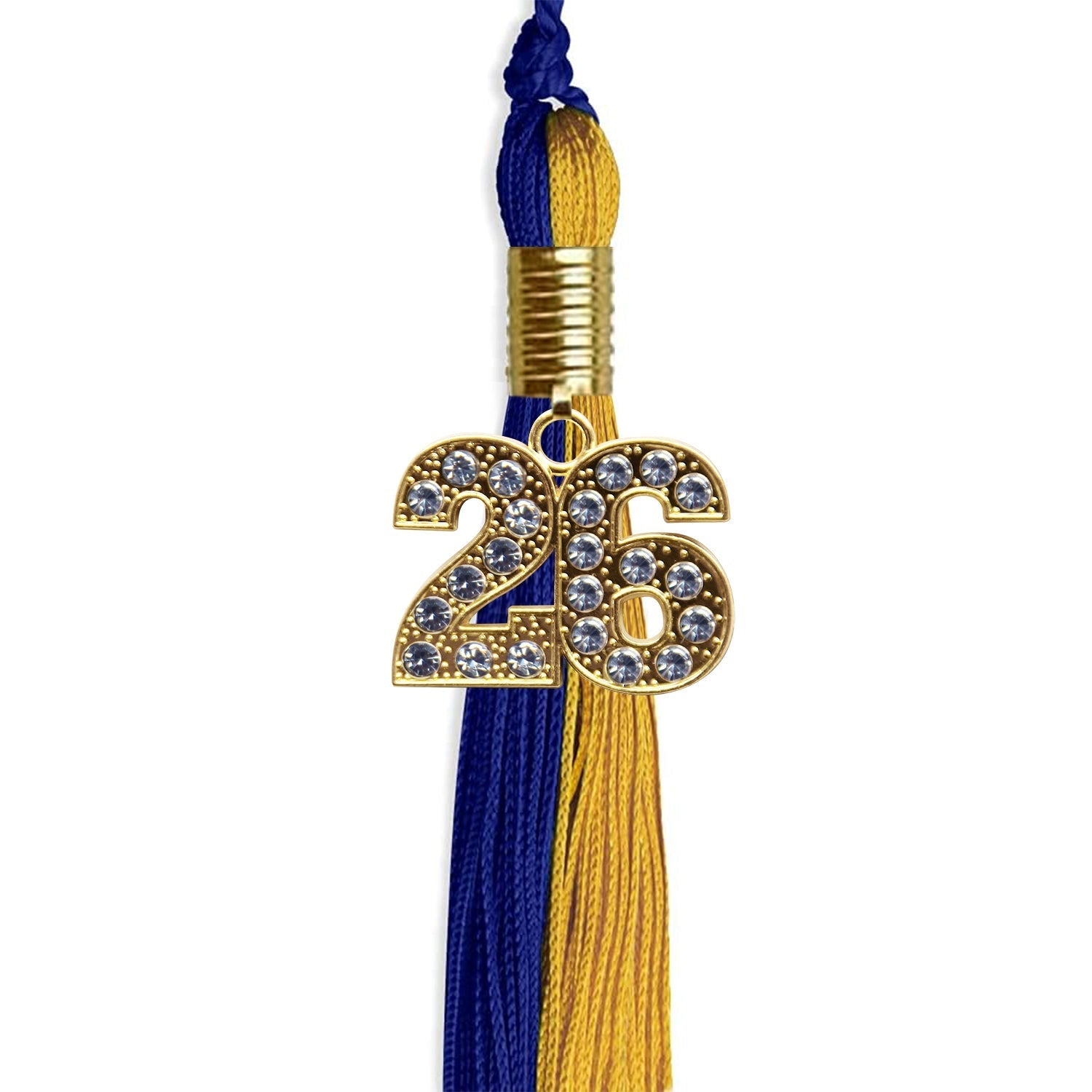 Royal Blue/Bright Gold Graduation Tassel with Gold Bling Charm by Wholesale Grad Supply