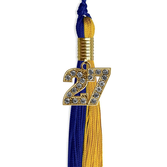 Royal Blue/Bright Gold Graduation Tassel with Gold Bling Charm by Wholesale Grad Supply