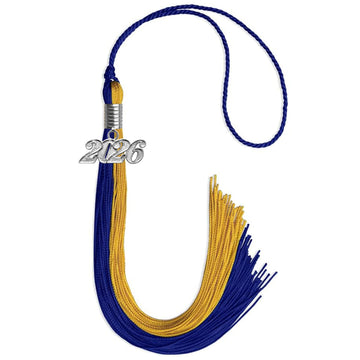 Royal Blue/Bright Gold Graduation Tassel with Silver Bling Charm by Wholesale Grad Supply