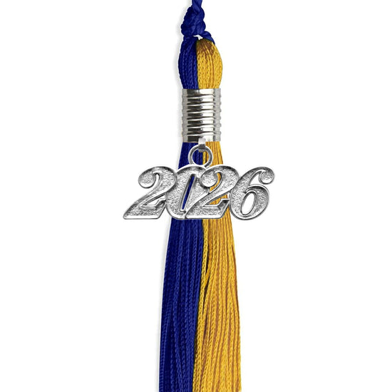 Royal Blue/Bright Gold Graduation Tassel with Silver Bling Charm by Wholesale Grad Supply