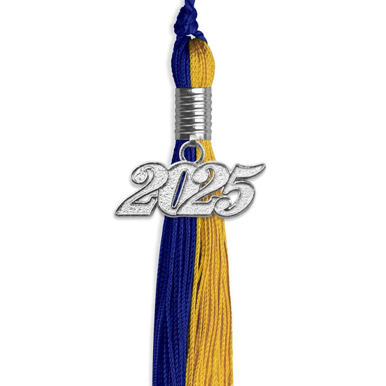Royal Blue/Bright Gold Graduation Tassel with Silver Bling Charm by Wholesale Grad Supply