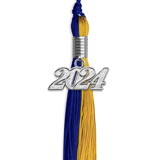 Royal Blue/Bright Gold Graduation Tassel with Silver Bling Charm by Wholesale Grad Supply
