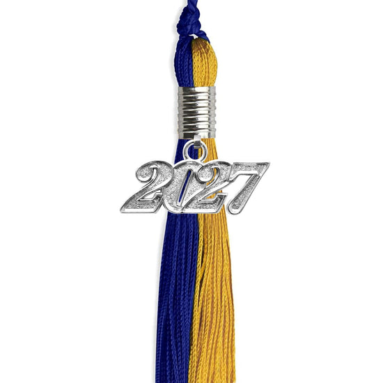 Royal Blue/Bright Gold Graduation Tassel with Silver Bling Charm by Wholesale Grad Supply