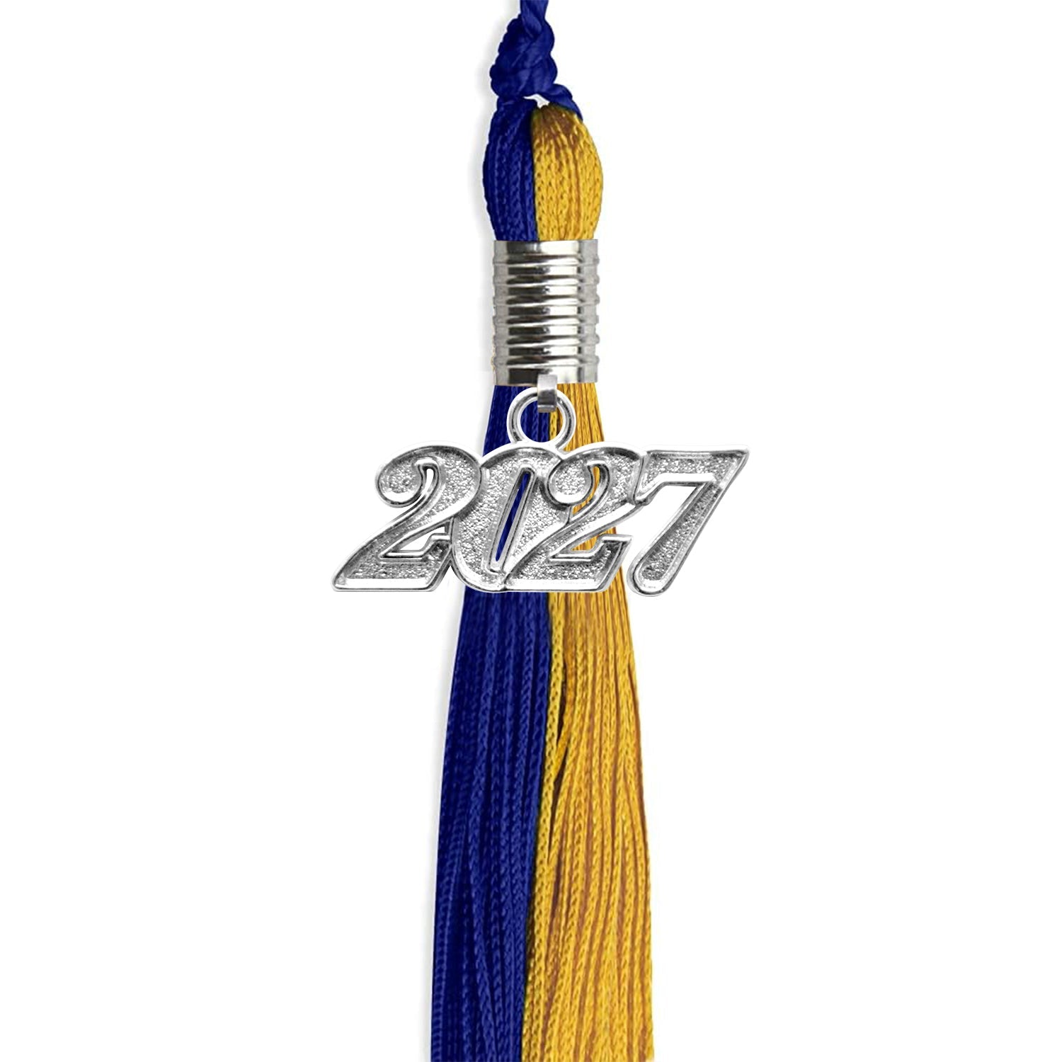 Royal Blue/Bright Gold Graduation Tassel with Silver Bling Charm by Wholesale Grad Supply