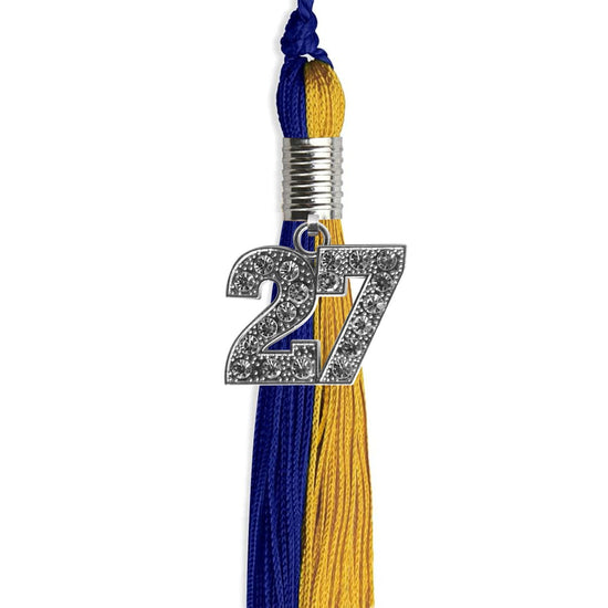 Royal Blue/Bright Gold Graduation Tassel with Silver Bling Charm by Wholesale Grad Supply