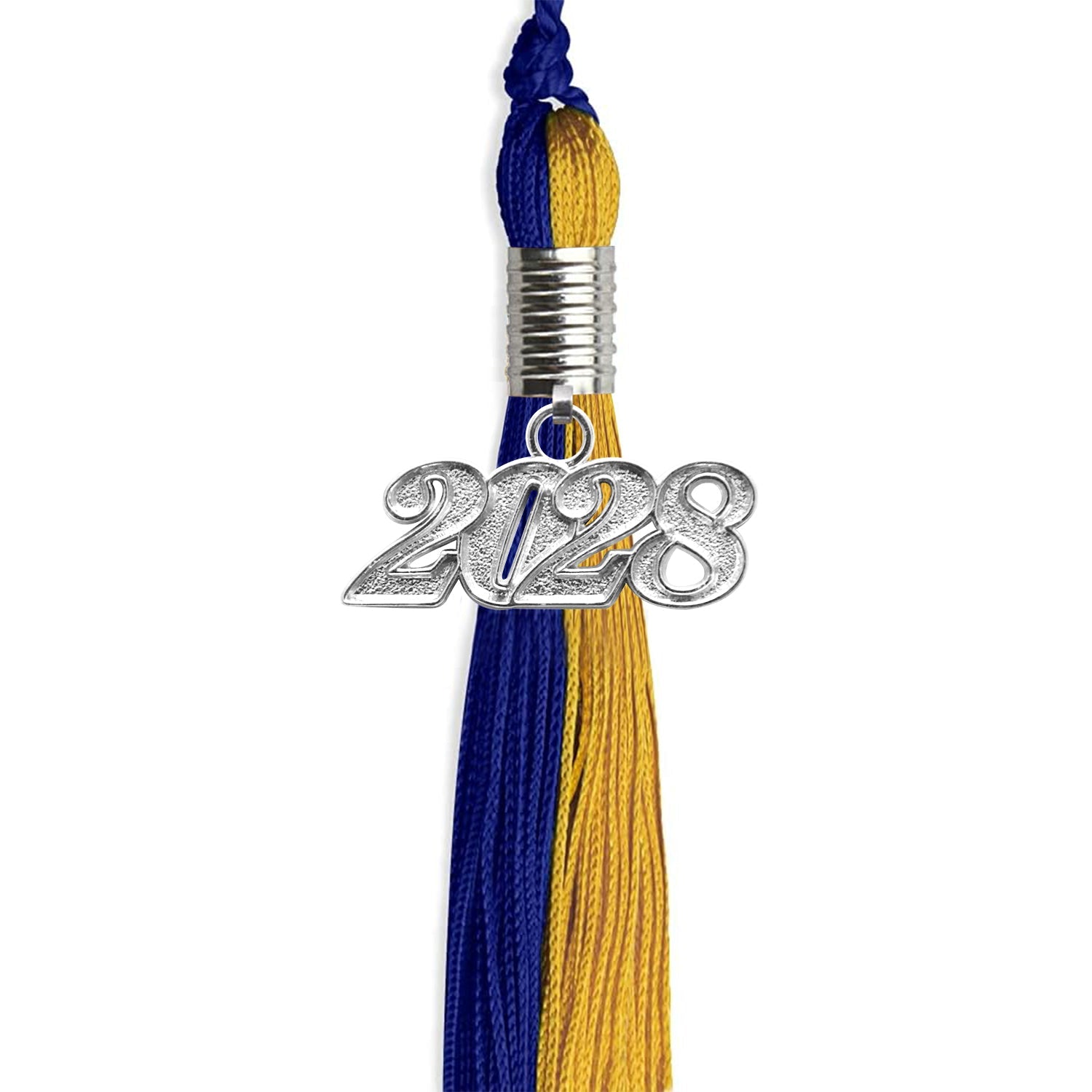 Royal Blue/Bright Gold Graduation Tassel with Silver Bling Charm by Wholesale Grad Supply
