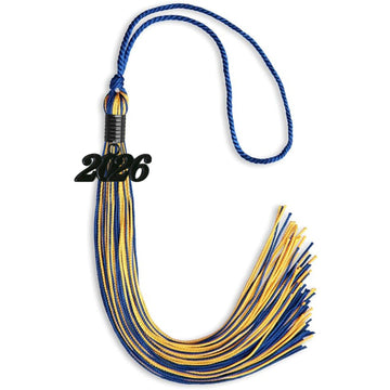 Royal Blue/Gold Mixed Color Graduation Tassel with Black Bling Charm by Wholesale Grad Supply