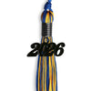 Royal Blue/Gold Mixed Color Graduation Tassel with Black Bling Charm by Wholesale Grad Supply