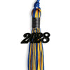 Royal Blue/Gold Mixed Color Graduation Tassel with Black Bling Charm by Wholesale Grad Supply
